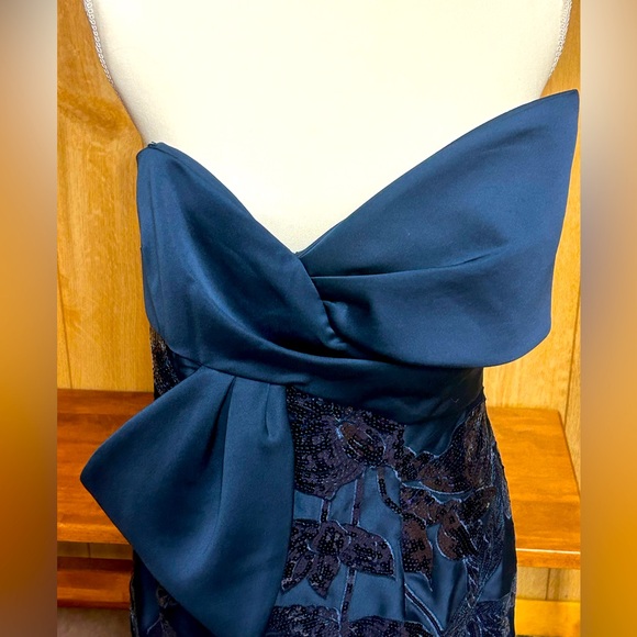 Marchesa Strapless Midnight Blue Dress